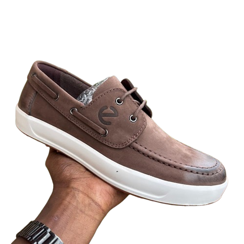 ECCO Men’s Premium Leather Hybrid Boat Shoe Sneakers – Dark Brown